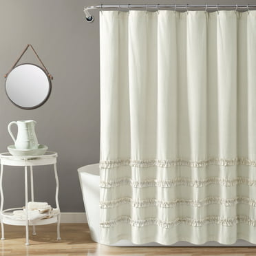 Details about   Lush Decor Beige/Ivory Terra Color Block Shower Curtain Fabric Striped Neutral B